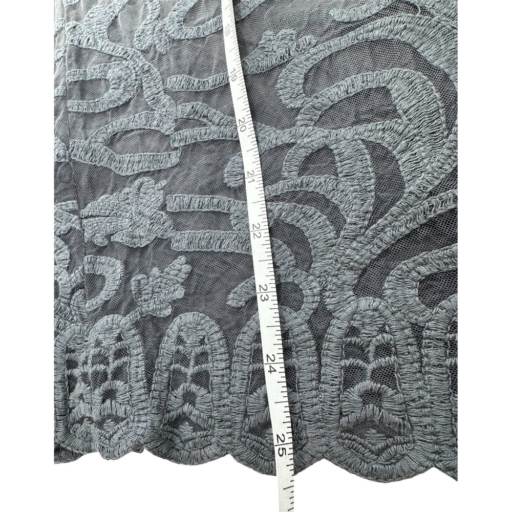 ANTHROPOLOGIE Meadow Rue Lace Top Sheer Gray Ombre Cotton Blend Women's Medium - Picture 7 of 10